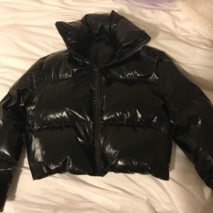 SAM nyc black glossy puffer jacket size s lookalike